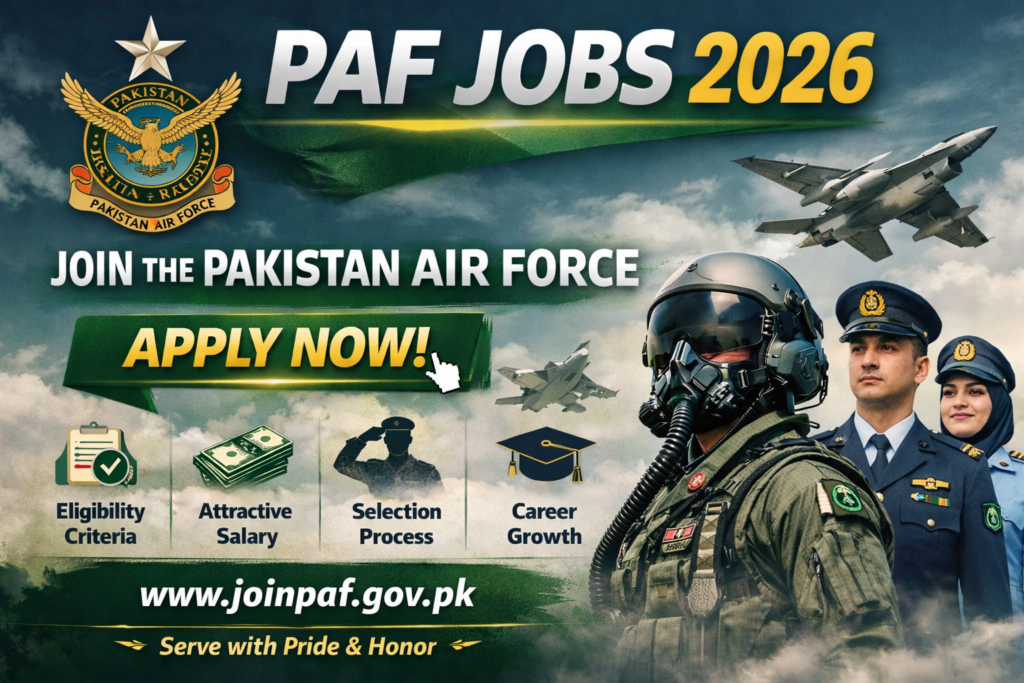 Apply for PAF Jobs 2026 with clear steps, eligibility, salary, and selection process. Trusted guide for safe online application in Pakistan.